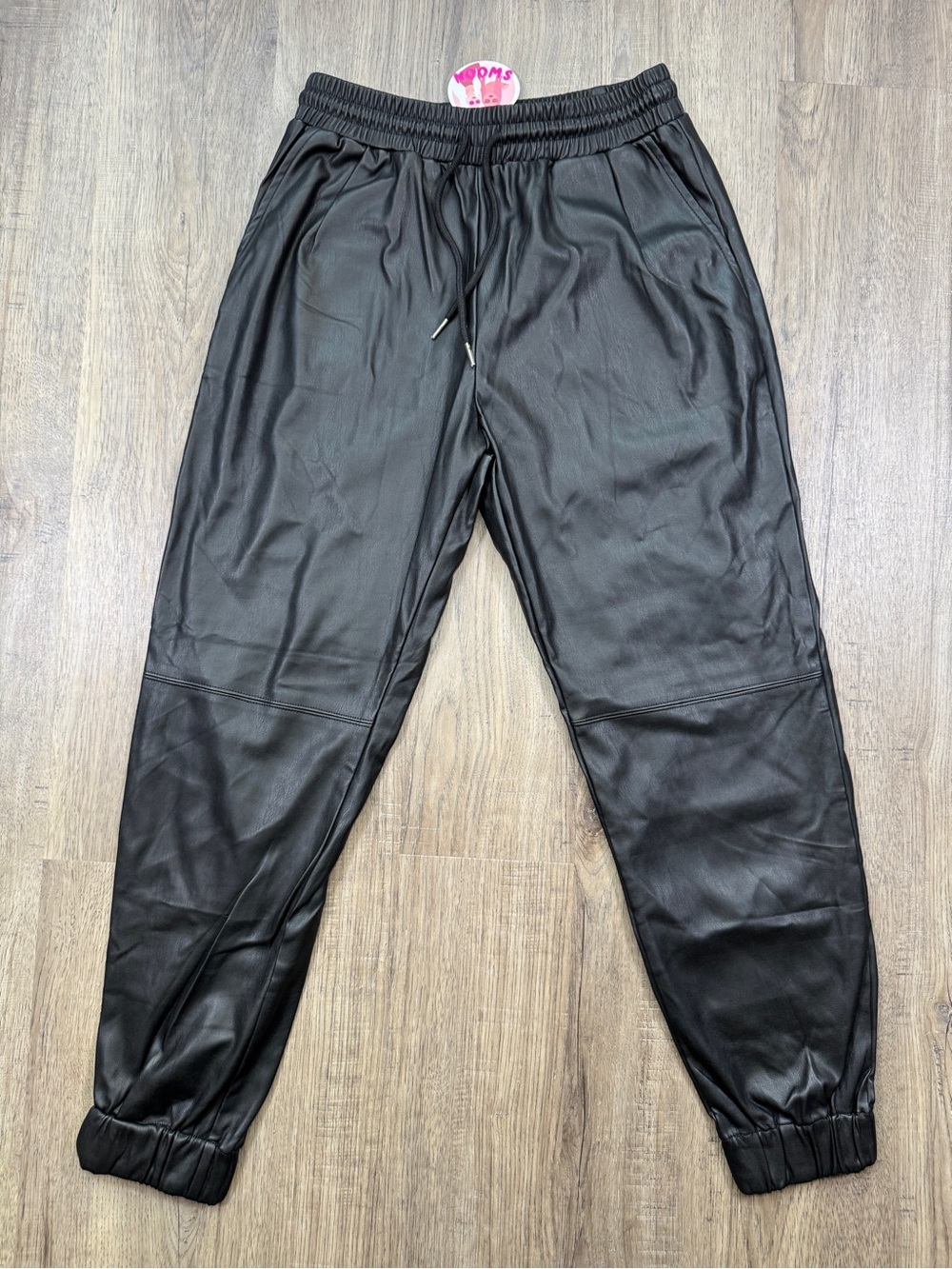 Aaron & Amber Faux Leather Joggers, Black, Size Small — NWT